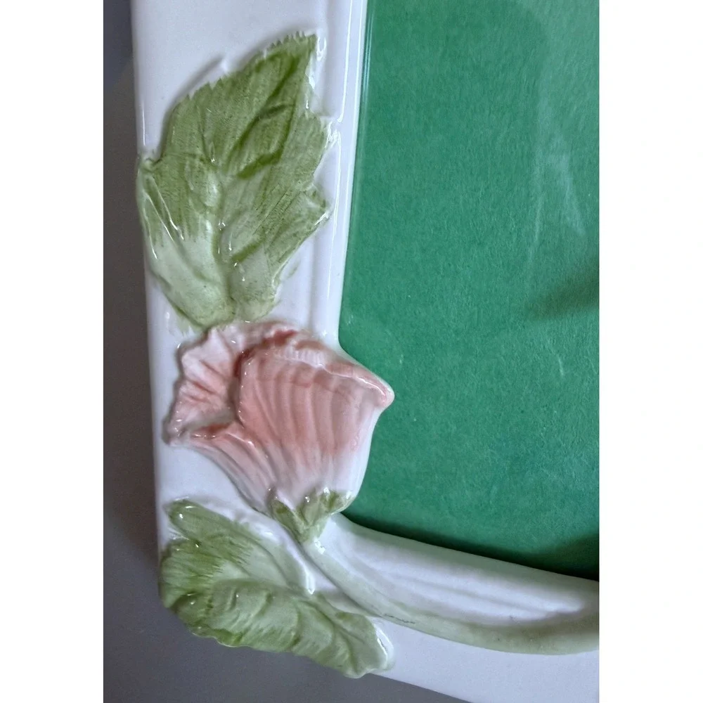 Fitz & Floyd Japan Ruby Throated Hummingbird Porcelain Picture Frame '87 Vintage